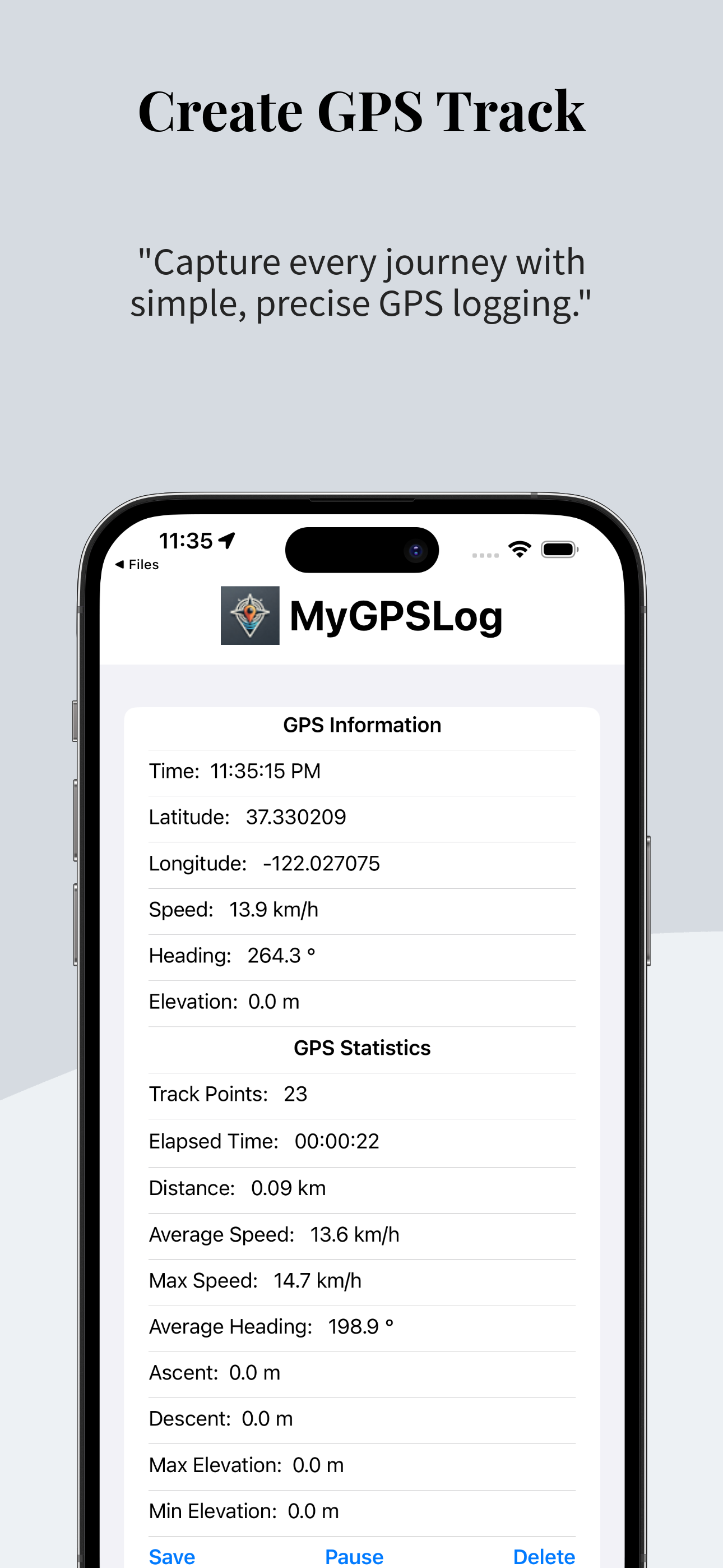 MyGPSLog Screenshot 1