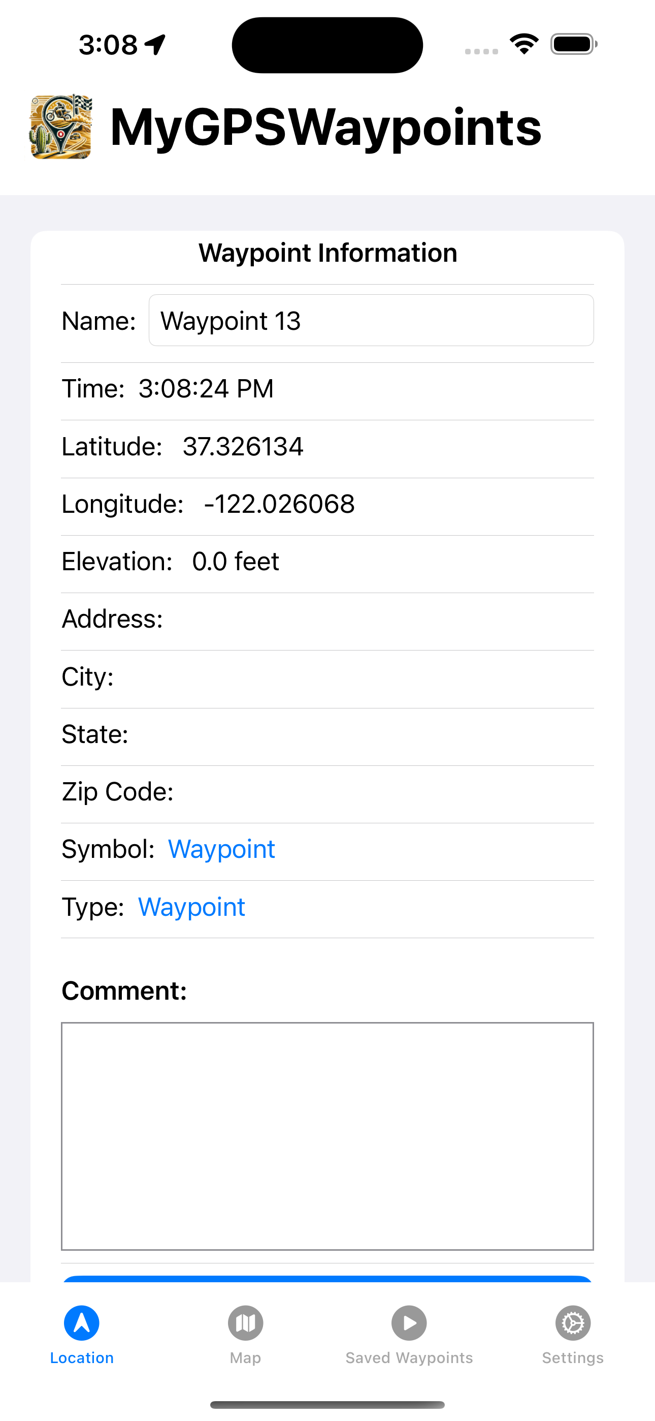 GPS Waypoint Screenshot 1