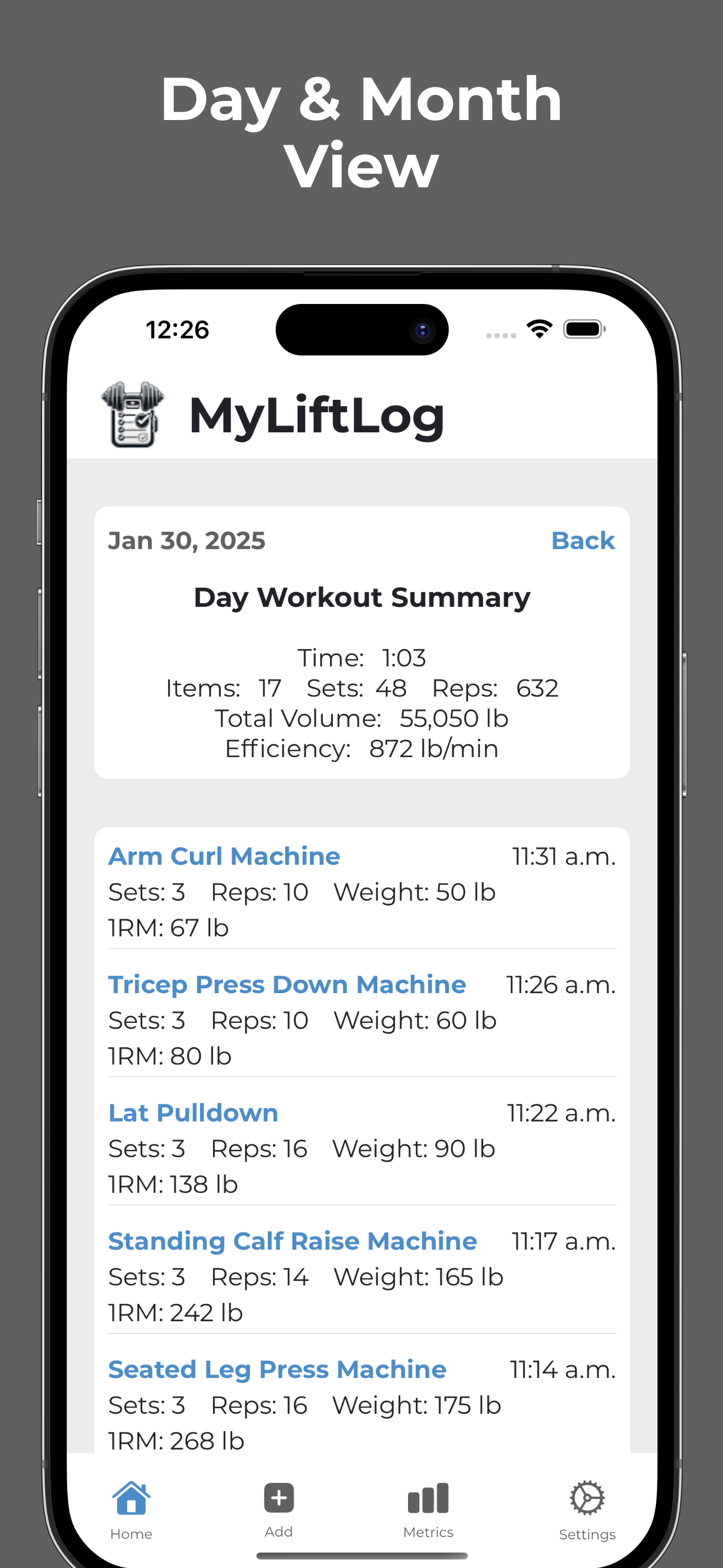 MyLiftLog Screenshot 2